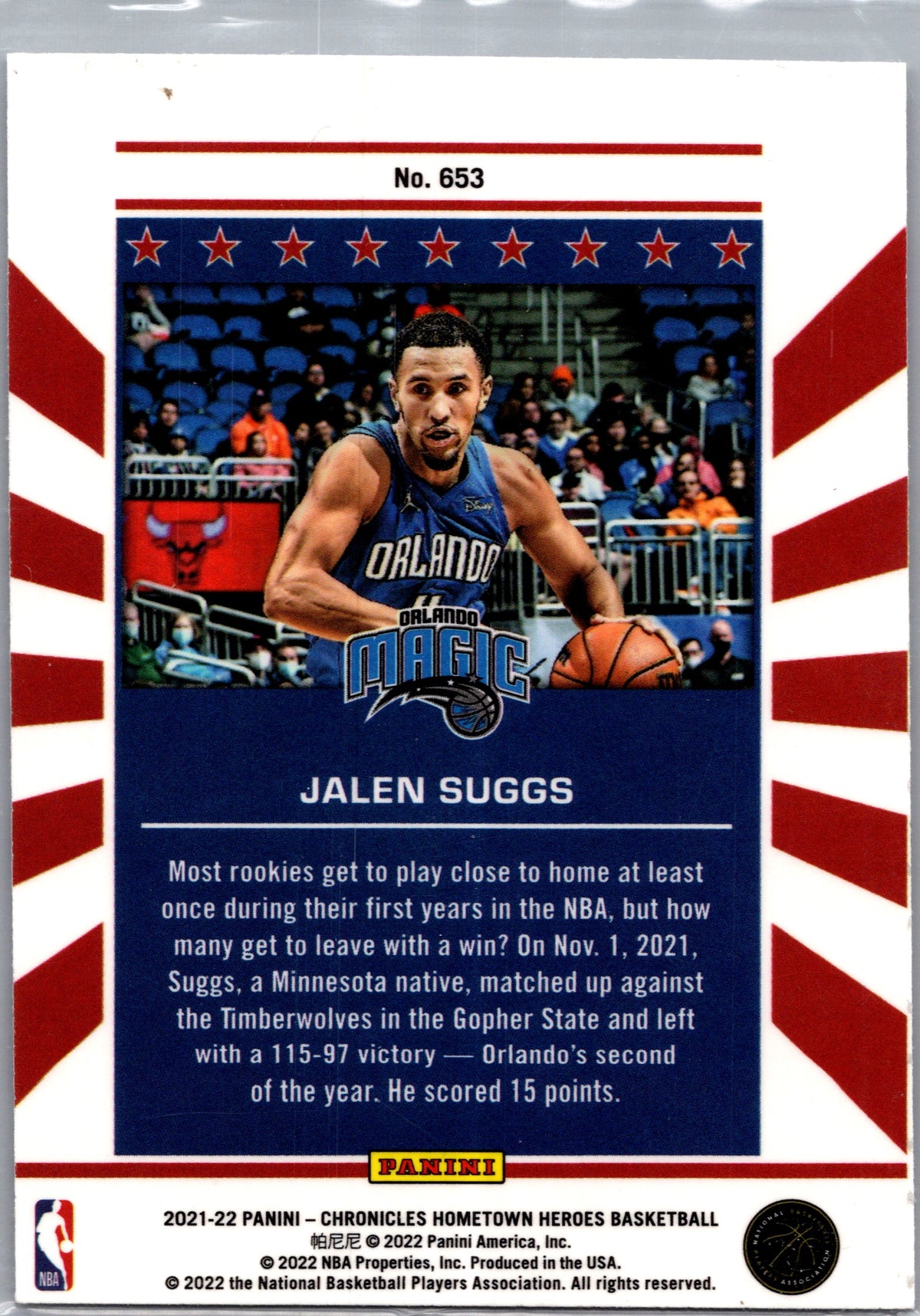 2022 Panini Chronicles Hometown Heroes Basketball Jalen Suggs #653 RC