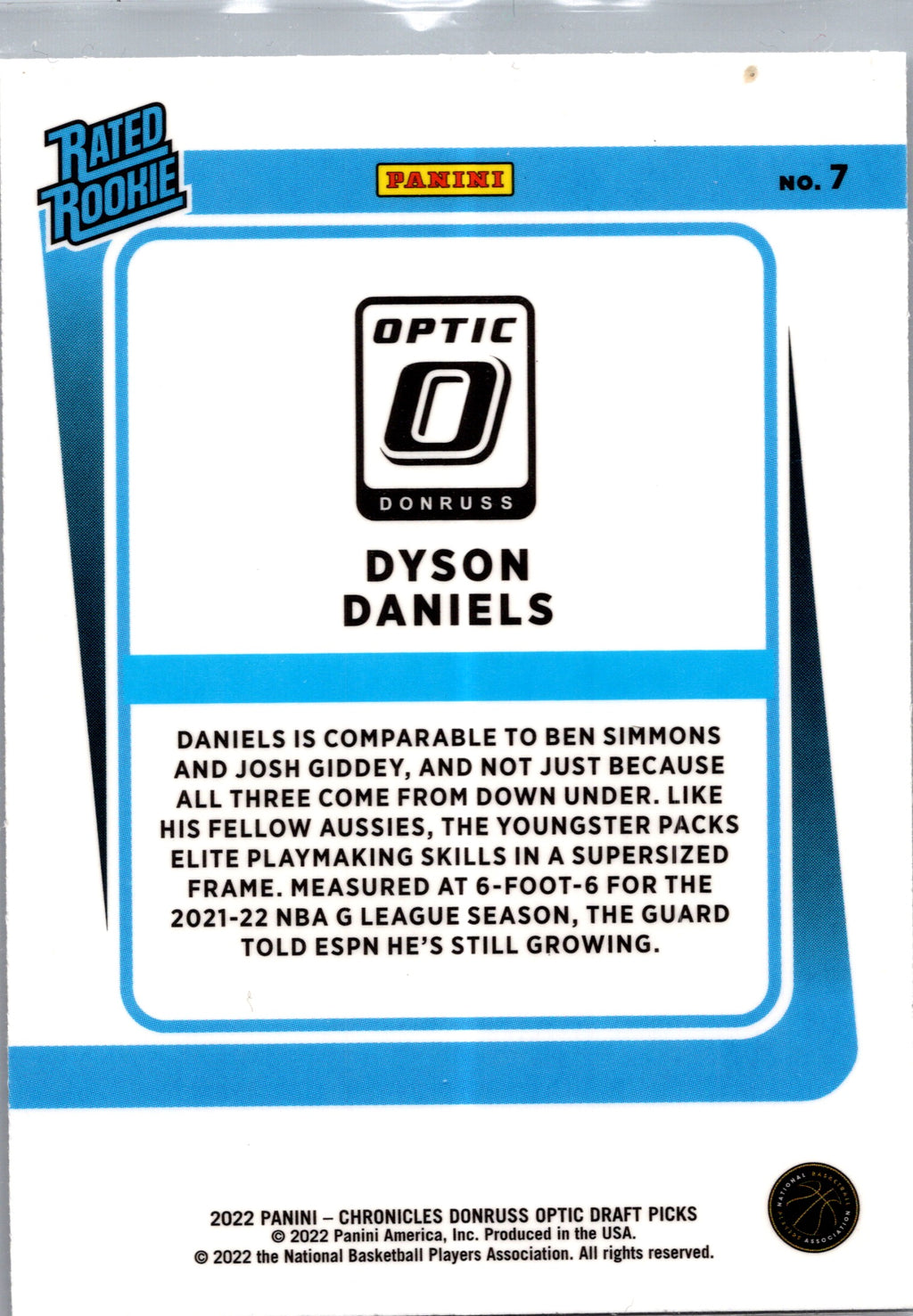 2022 Panini Chronicles Donruss Optic Draft Picks Dyson Daniels #7