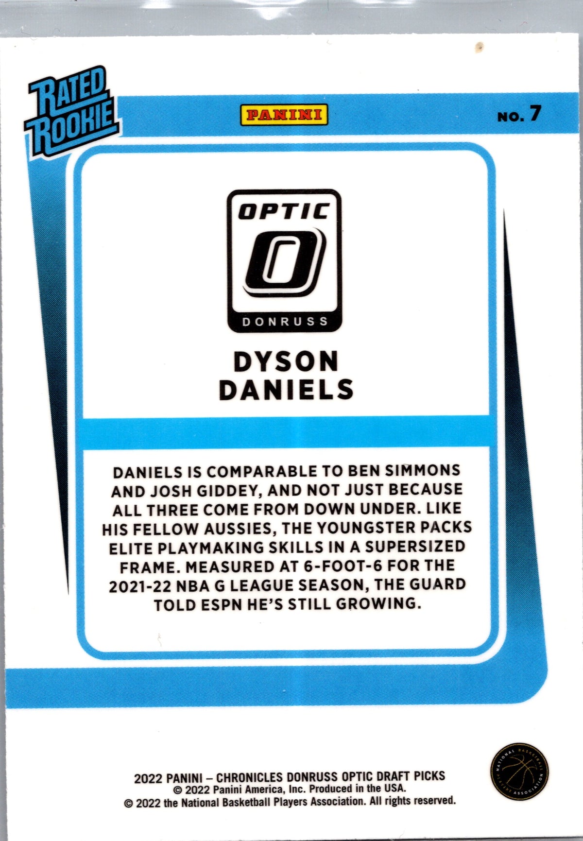 2022 Panini Chronicles Donruss Optic Draft Picks Dyson Daniels #7