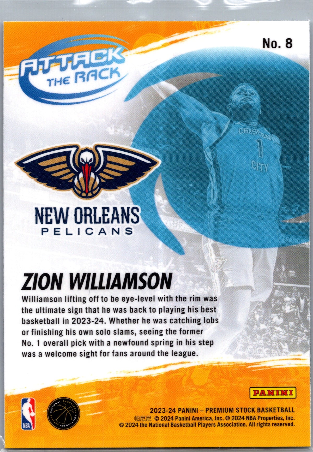2024 Panini Hoops Premium Stock Attack the Rack Zion Williamson #8
