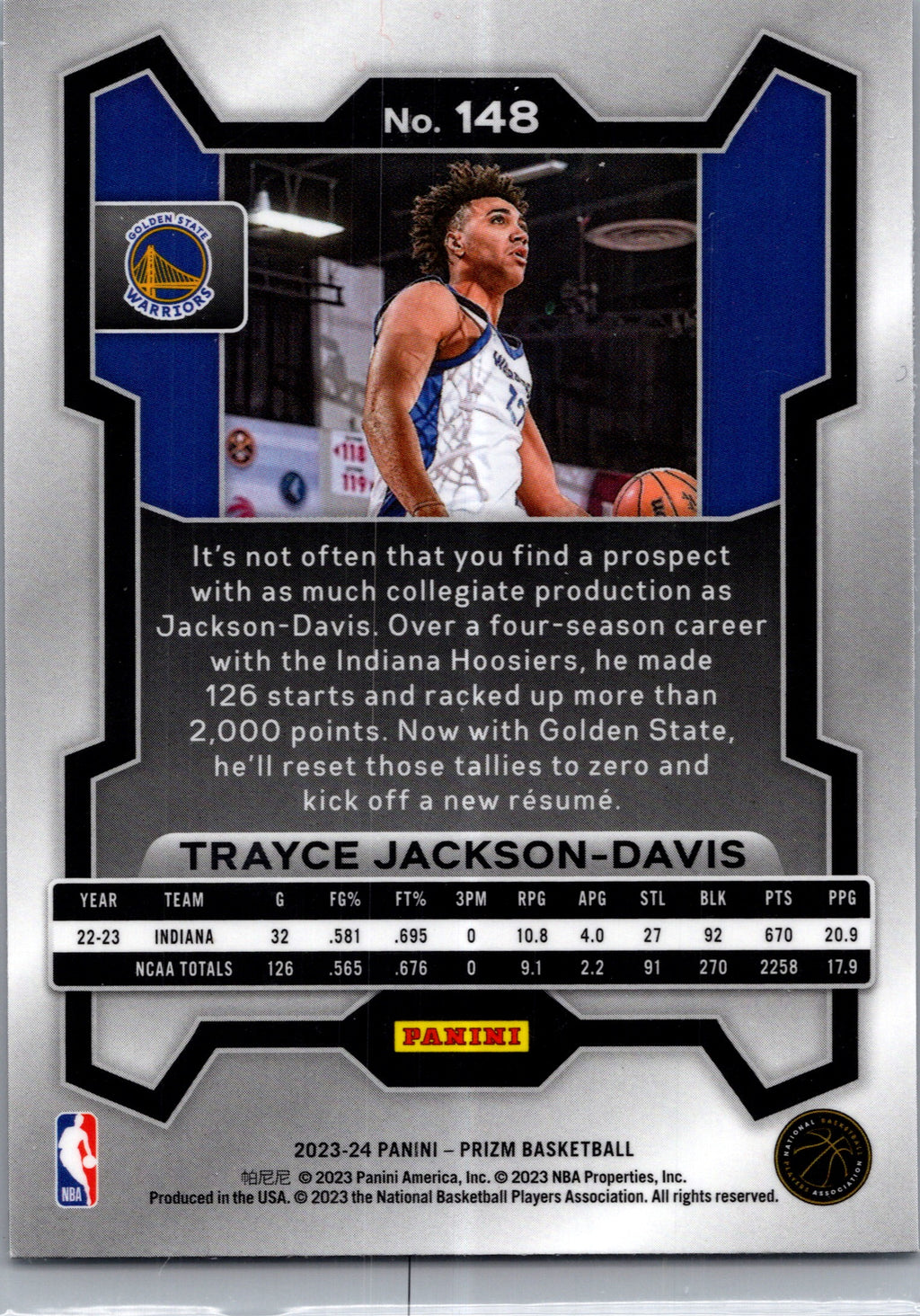 2023 Panini Prizm Trayce Jackson-Davis #148 RC