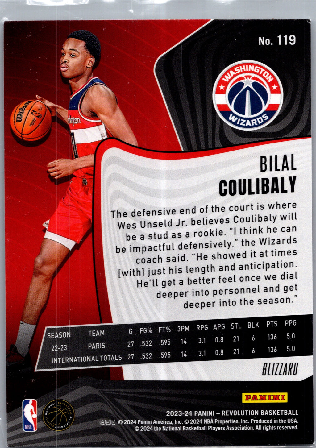 2024 Panini Revolution Bilal Coulibaly #119 Blizzard RC