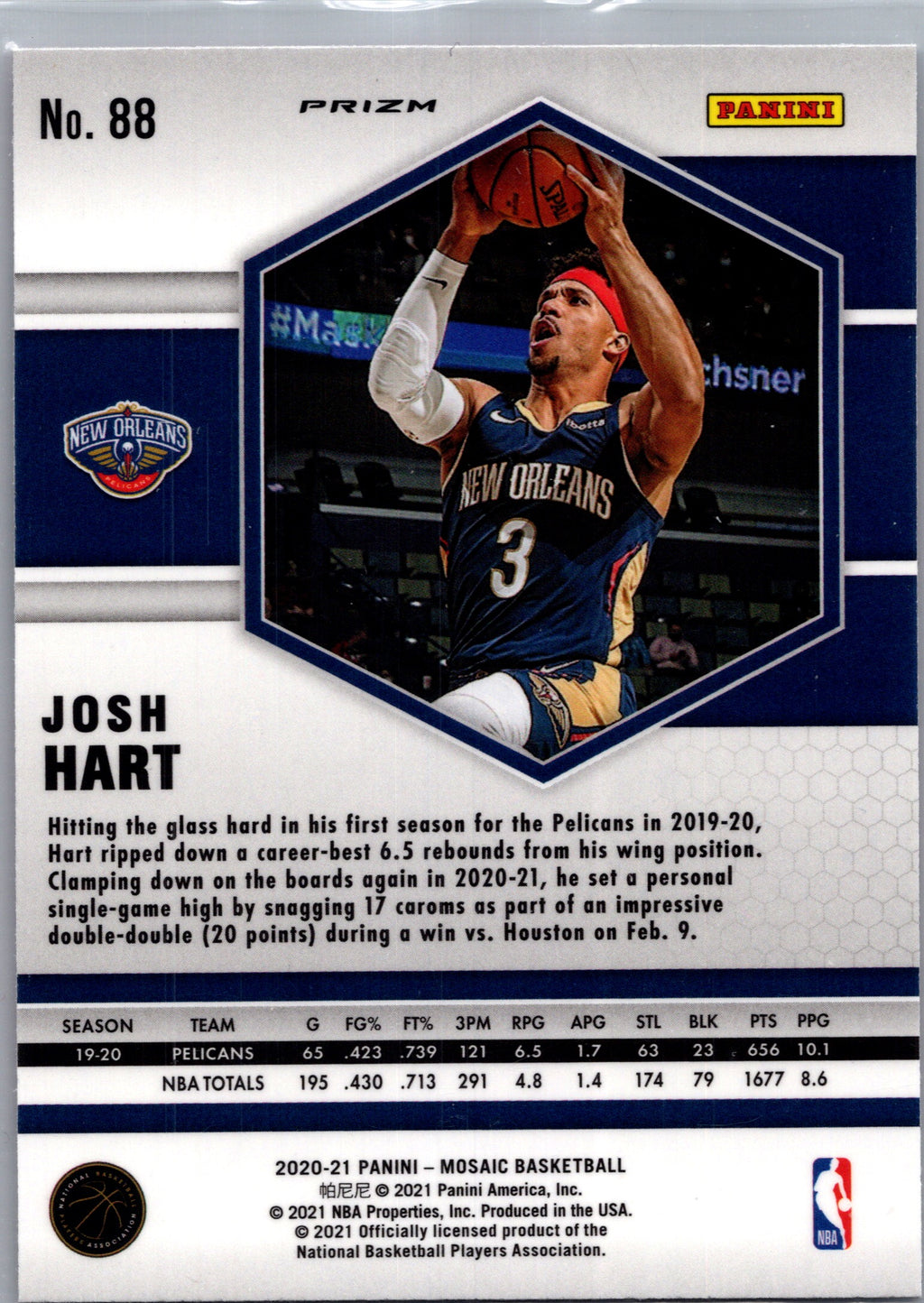 2021 Panini Mosaic Josh Hart #88 Pink Camo