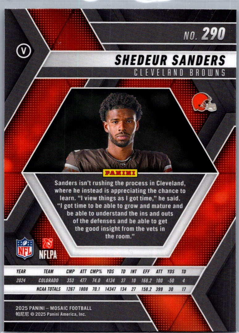 2025 Panini Mosaic Football Shedeur Sanders #290 RC