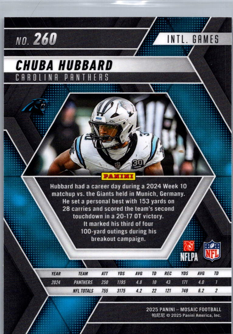 2025 Panini Mosaic Football Chuba Hubbard #260