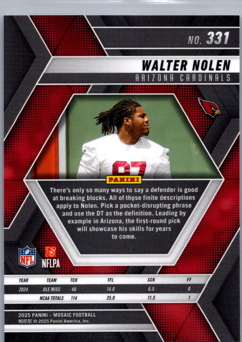 2025 Panini Mosaic Football Walter Nolen #331
