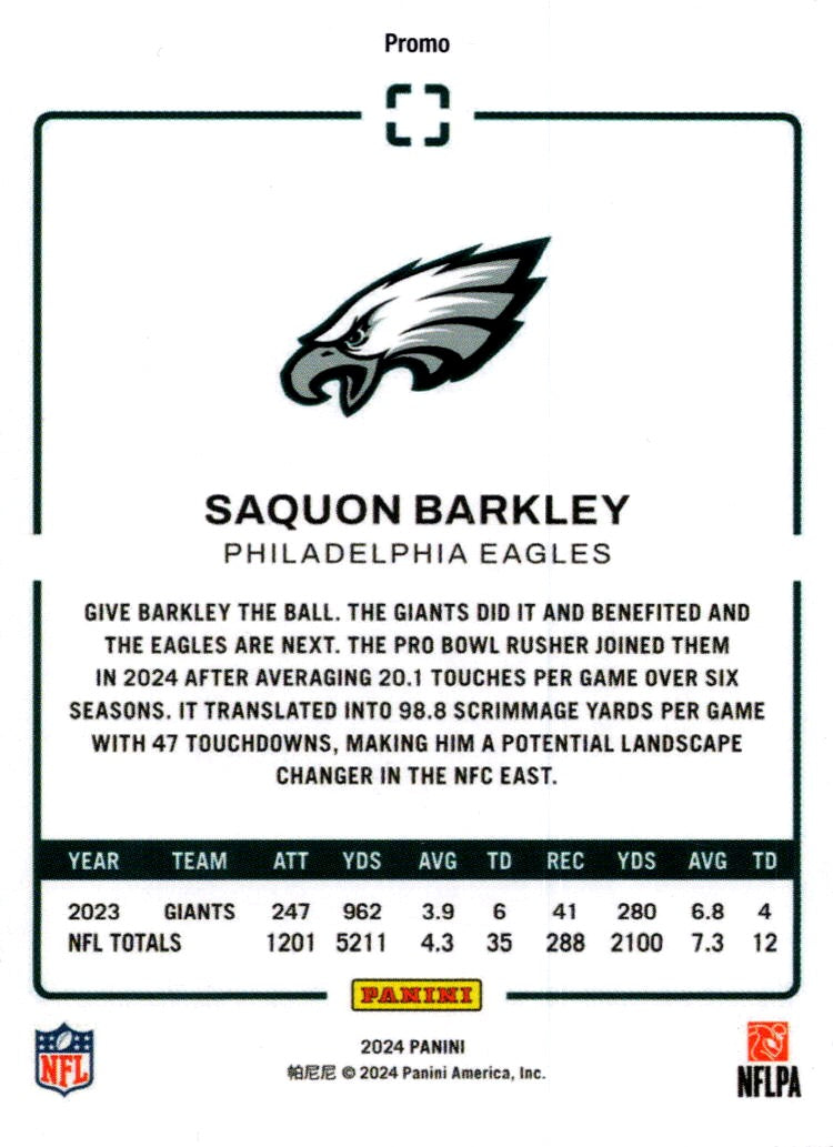 2024 Panini Photogenic Saquon Barkley #Promo Photogenic