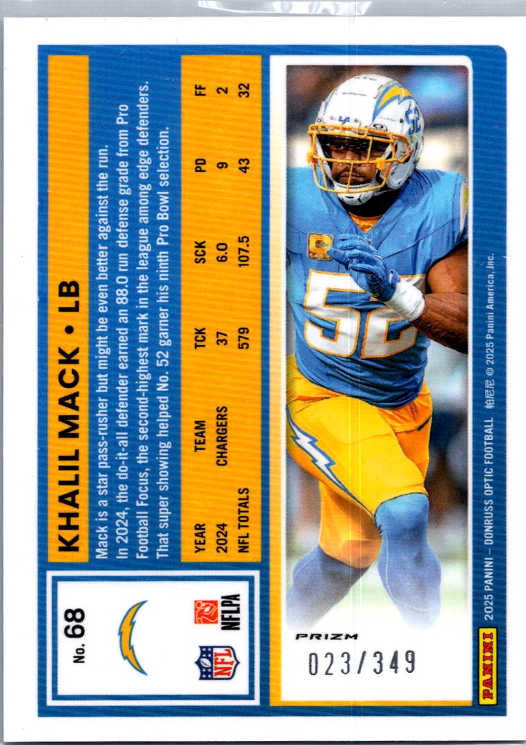 2025 Donruss Optic Khalil Mack #68 Light Blue /349