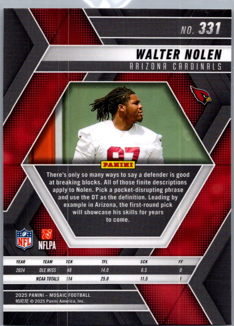 2025 Panini Mosaic Walter Nolen #331 RC