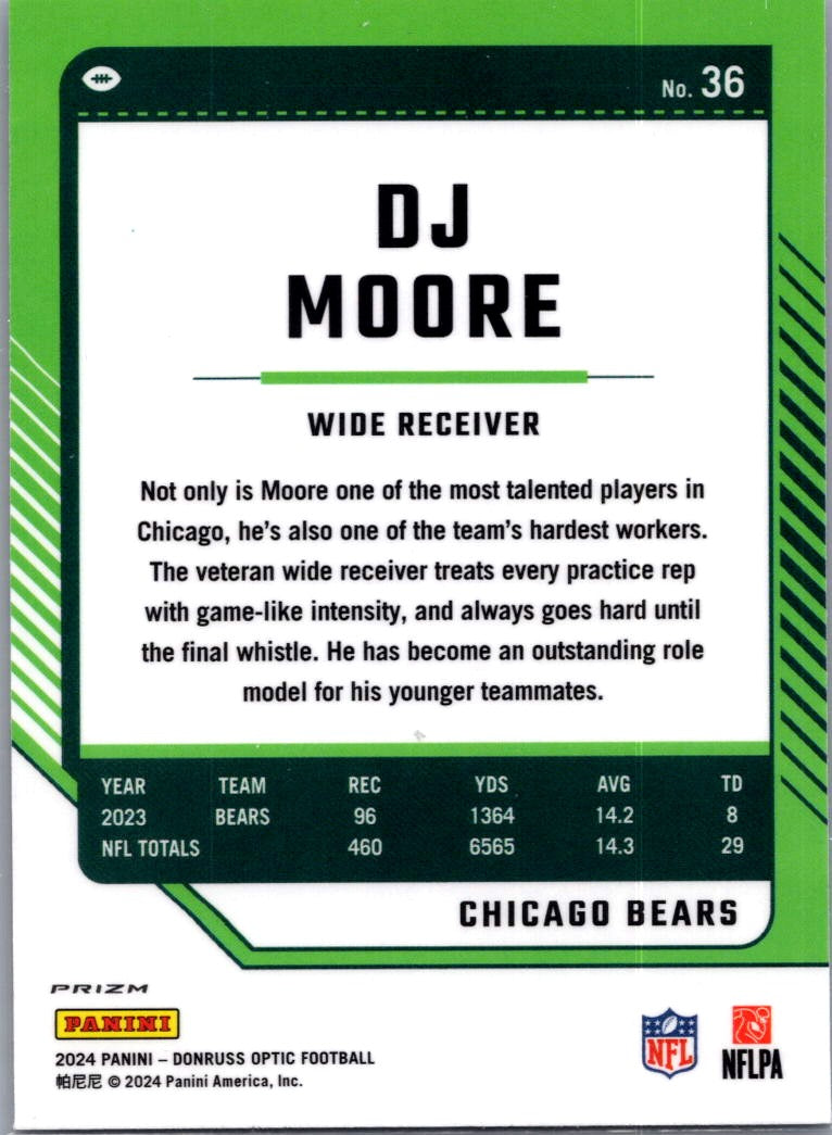 2024 Donruss Optic DJ Moore #36 Blue Stars