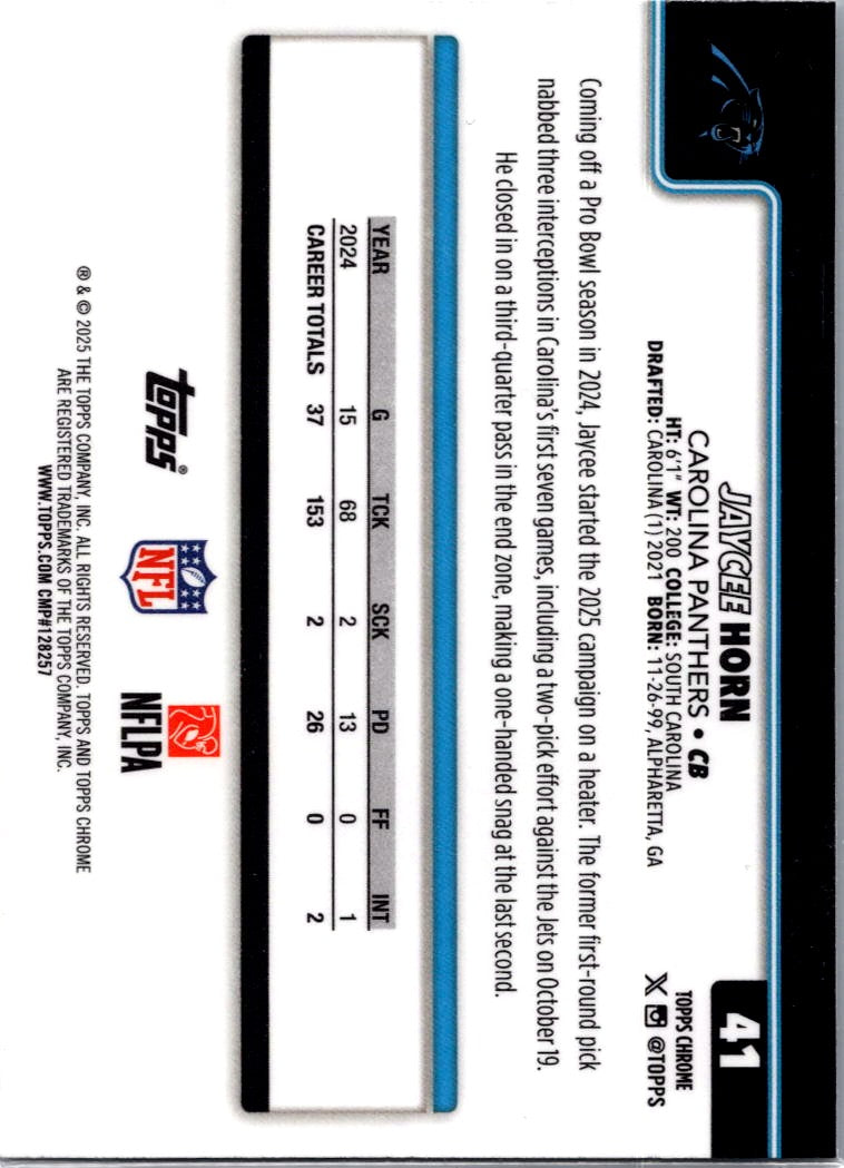 2025 Topps Chrome Jaycee Horn #41