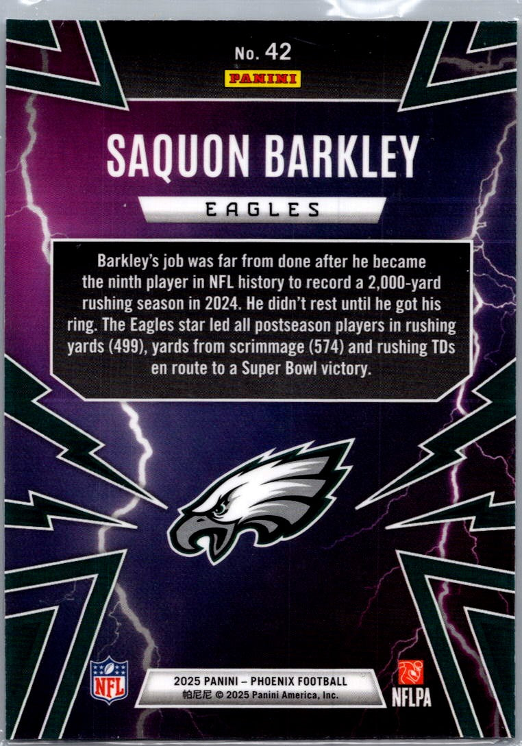 2025 Panini Phoenix Thunderbirds Saquon Barkley #42 Purple
