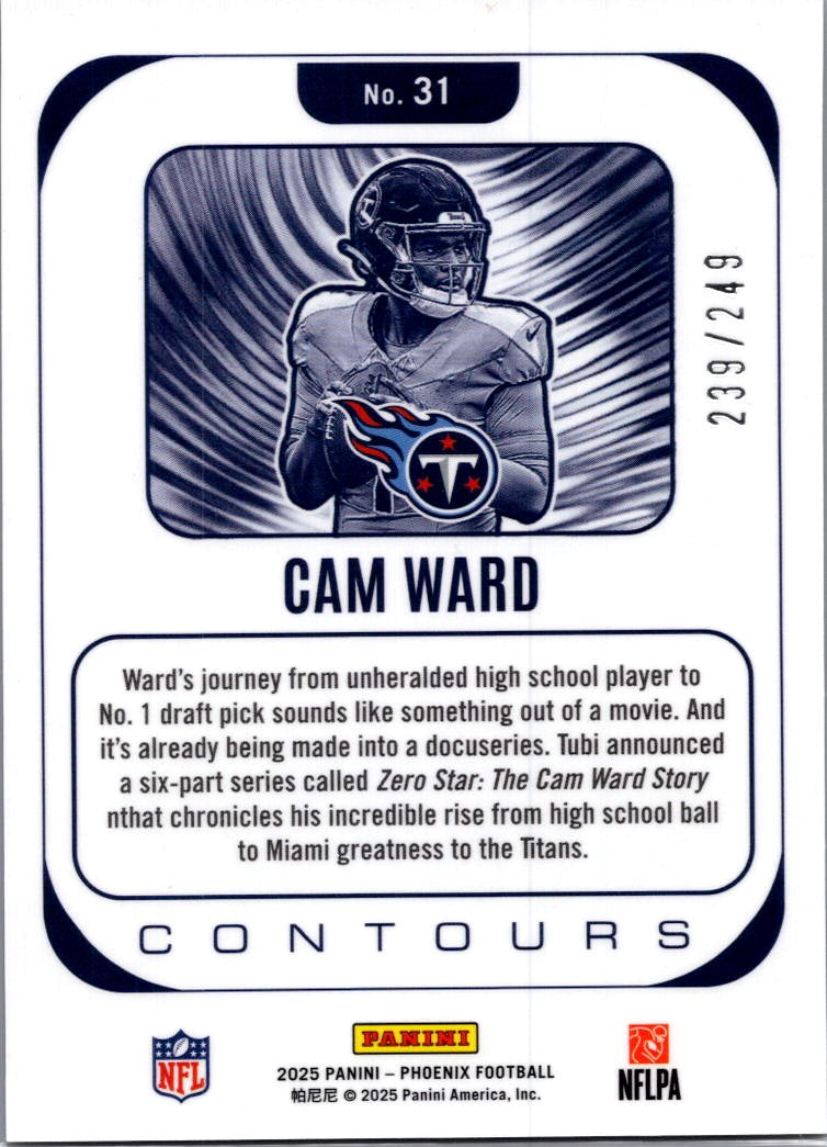 2025 Panini Phoenix Contours Cam Ward #31 Red /249 RC