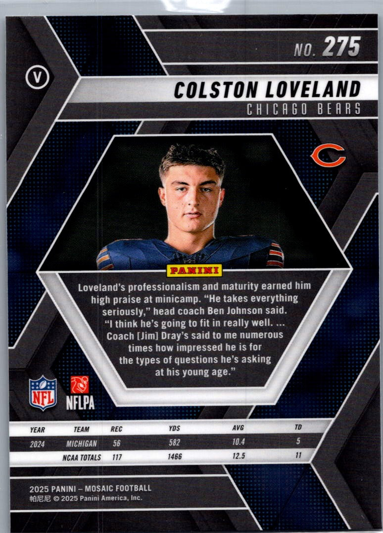 2025 Panini Mosaic Football Colston Loveland #275 RC