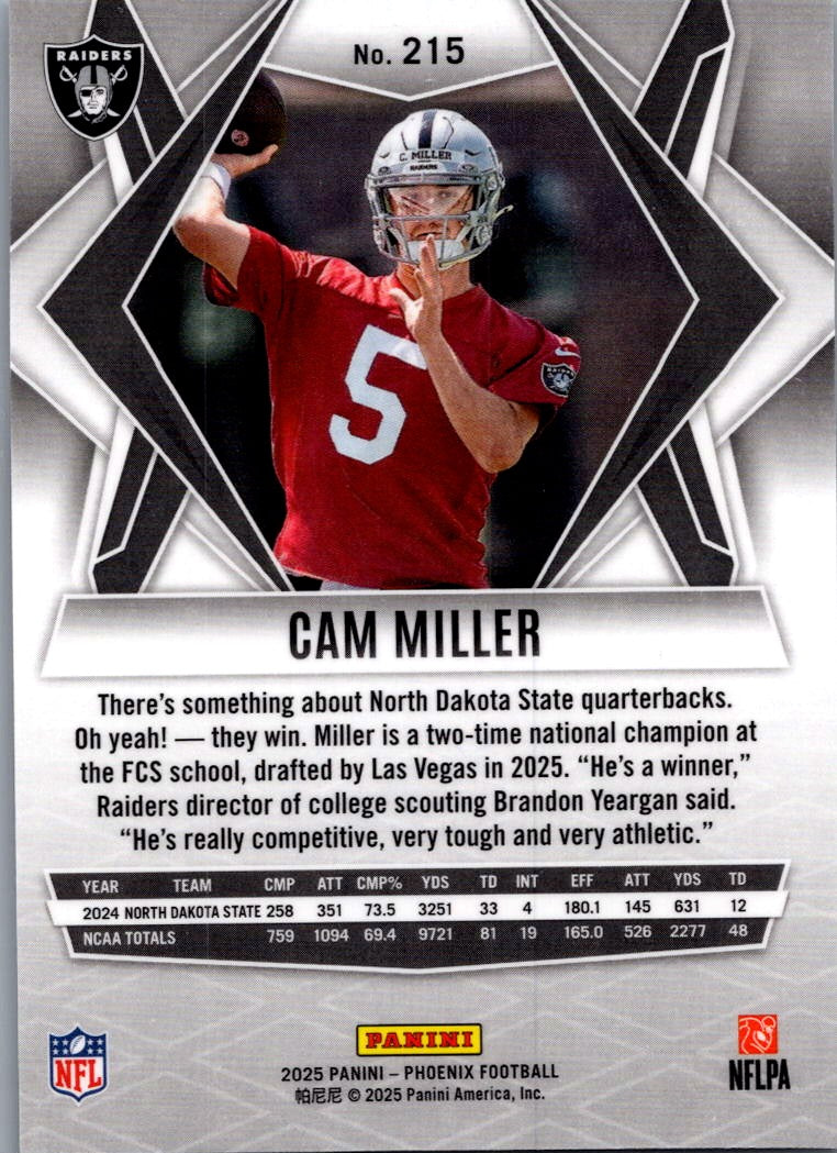 2025 Panini Phoenix Cam Miller #215 RC
