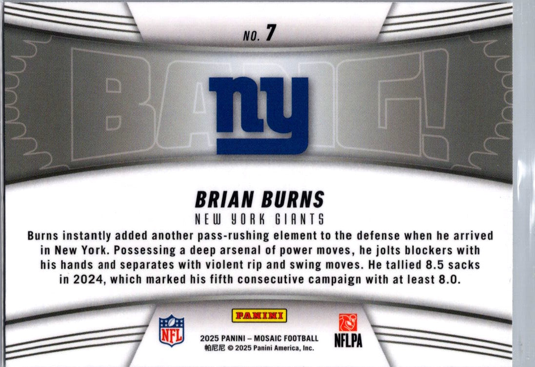 2025 Panini Mosaic Football Bang! Brian Burns #7