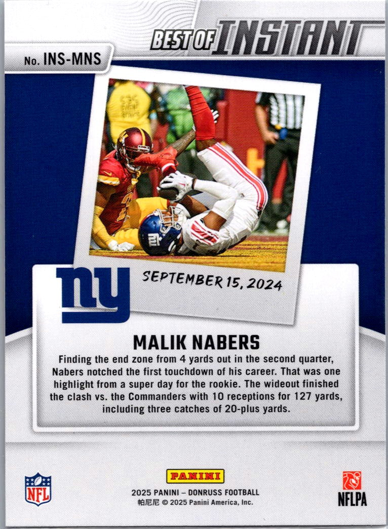 2025 Panini Instant Malik Nabers #INS-MNS