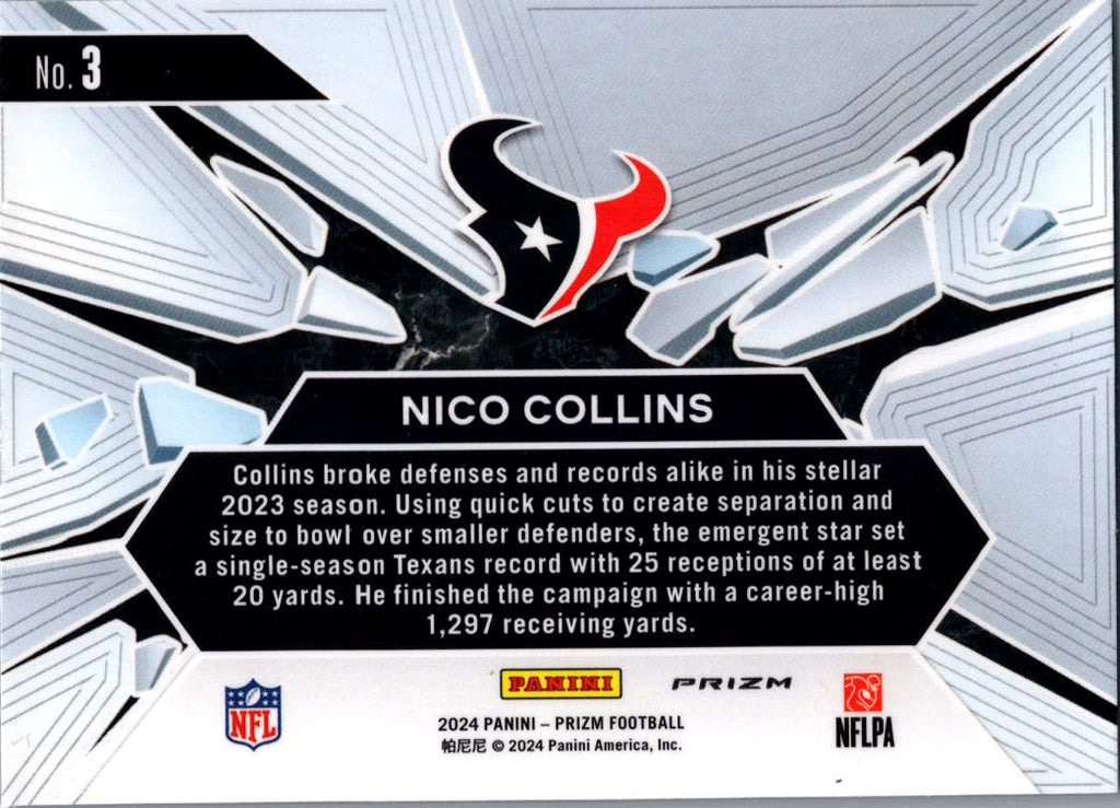 2024 Panini Prizm Prizm Break Nico Collins #3 Green
