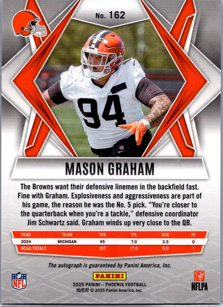 2025 Panini Phoenix Mason Graham #162 RC Auto