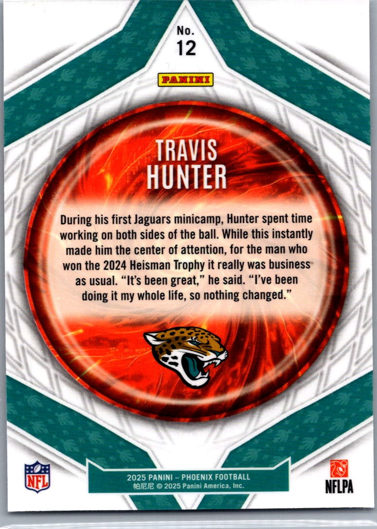 2025 Panini Phoenix Paragon Travis Hunter #12 RC
