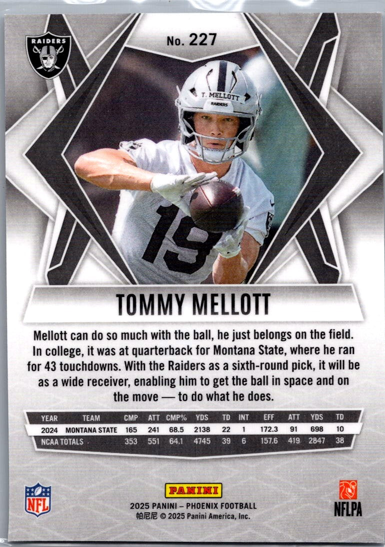 2025 Panini Phoenix Football Tommy Mellott #227 RC