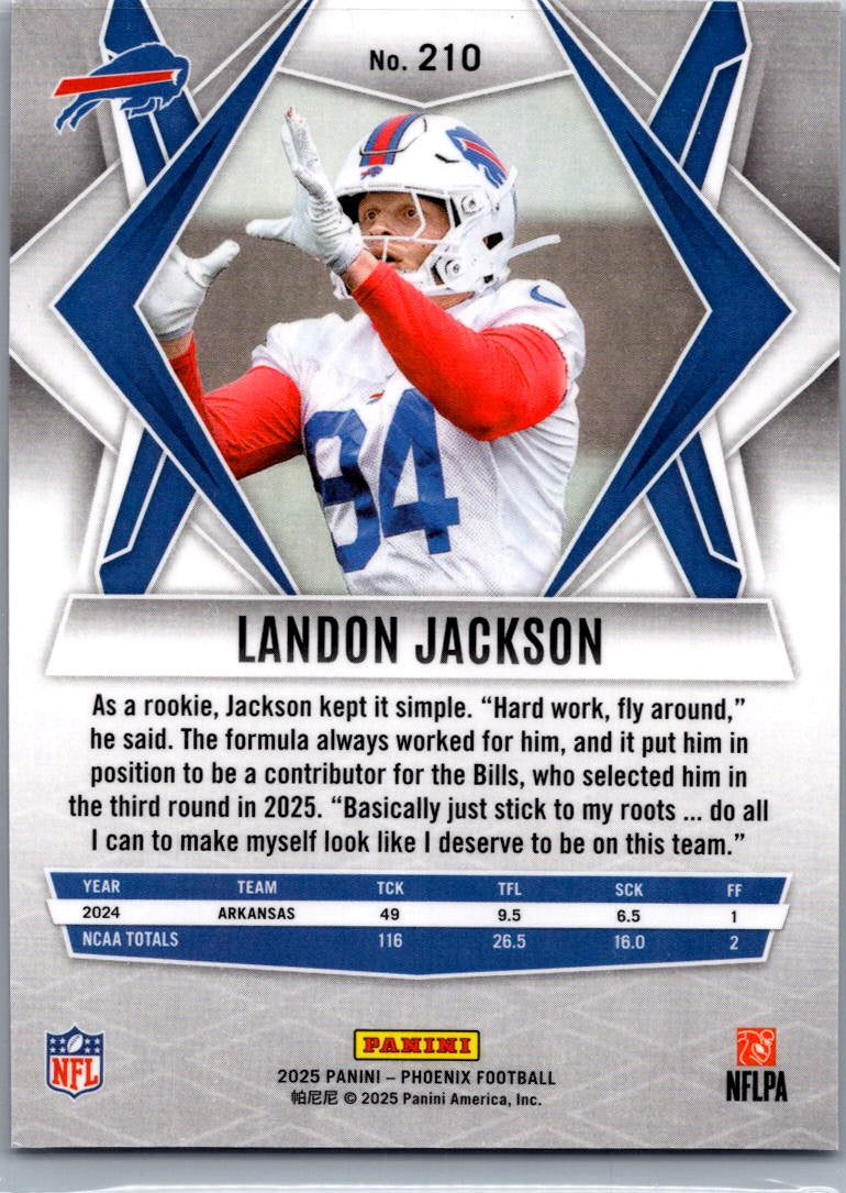 2025 Panini Phoenix Football Landon Jackson #210 RC