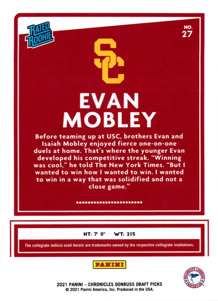 2021 Panini Chronicles Donruss Draft Picks Evan Mobley #27