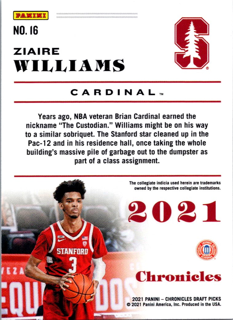 2021 Panini Chronicles Draft Picks Ziaire Williams #16 RC