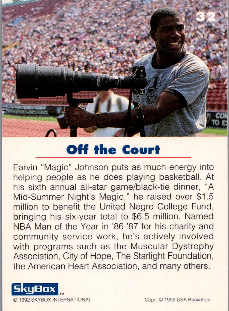 1992 SkyBox USA Basketball Magic Johnson Earvin "Magic" Johnson #32