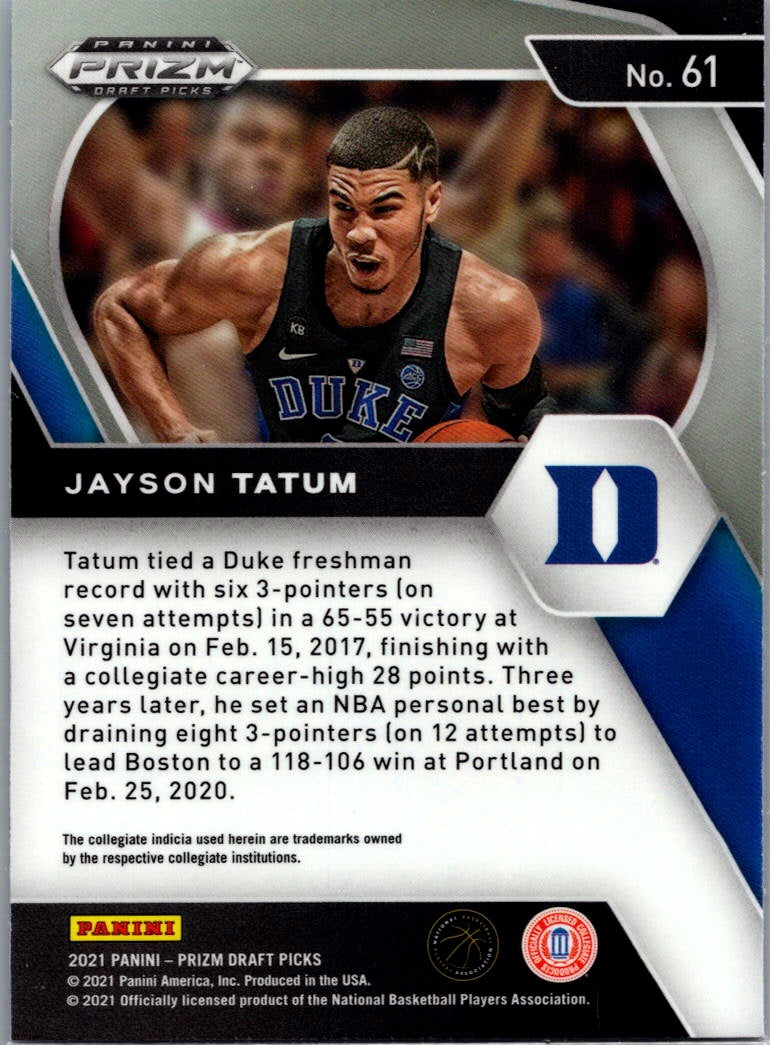 2021 Panini Prizm Draft Picks Jayson Tatum #61