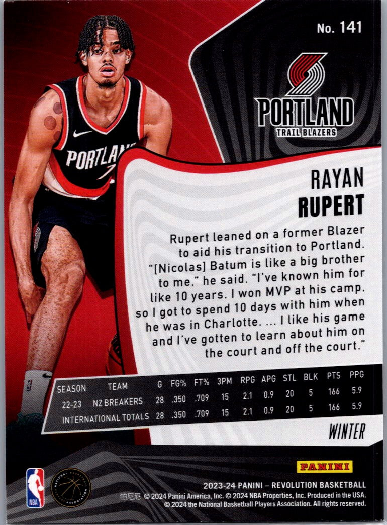 2024 Panini Revolution Winter Rayan Rupert #141 Winter