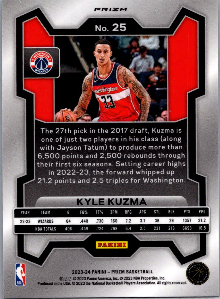 2023 Panini Prizm Kyle Kuzma #25 Silver
