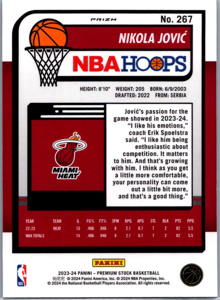 2024 Panini NBA Hoops Premium Stock Nikola Jović #267 Silver Mojo