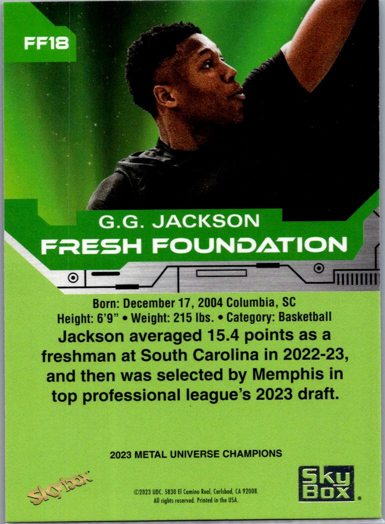 2023 SkyBox Metal Universe Champions Fresh Foundation G.G. Jackson #FF18 RC