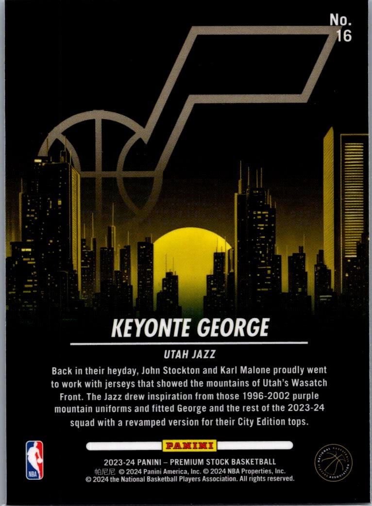 2024 Panini NBA Hoops Premium Stock City Edition Keyonte George #16 RC