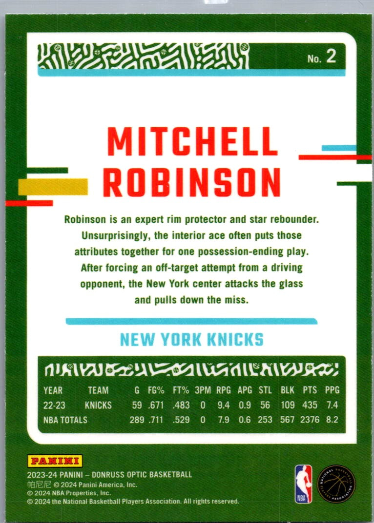 2024 Donruss Optic Mitchell Robinson #2