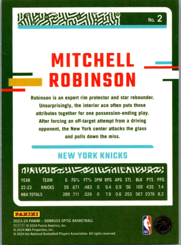2024 Panini Donruss Optic Mitchell Robinson #2