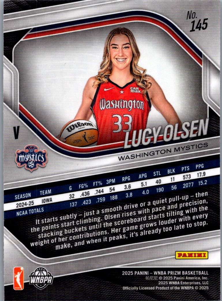 2025 Panini Prizm WNBA Basketball Lucy Olsen #145 RC
