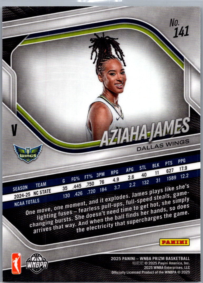 2025 Panini WNBA Prizm Aziaha James #141 RC