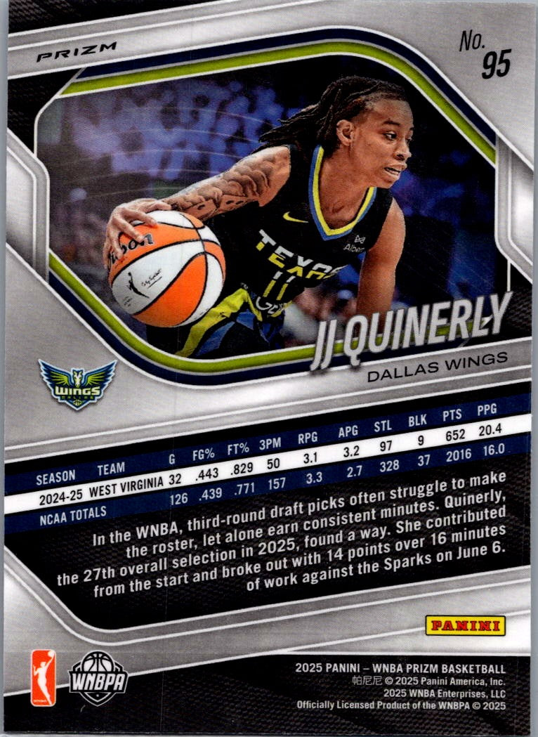 2025 Panini Prizm WNBA JJ Quinerly #95 Cracked Ice RC