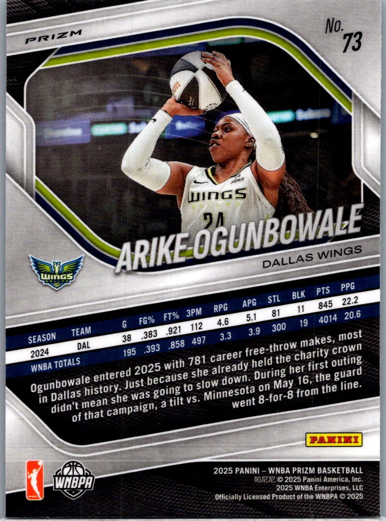2025 Panini Prizm WNBA Arike Ogunbowale #73 Green
