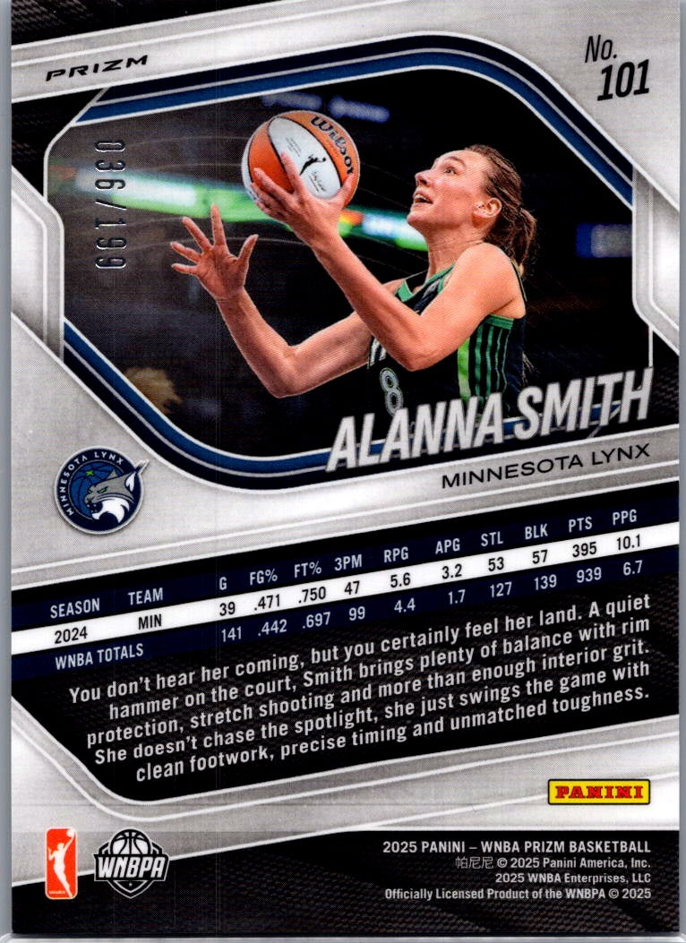 2025 Panini Prizm WNBA Alanna Smith #101 Blue Seismic /199