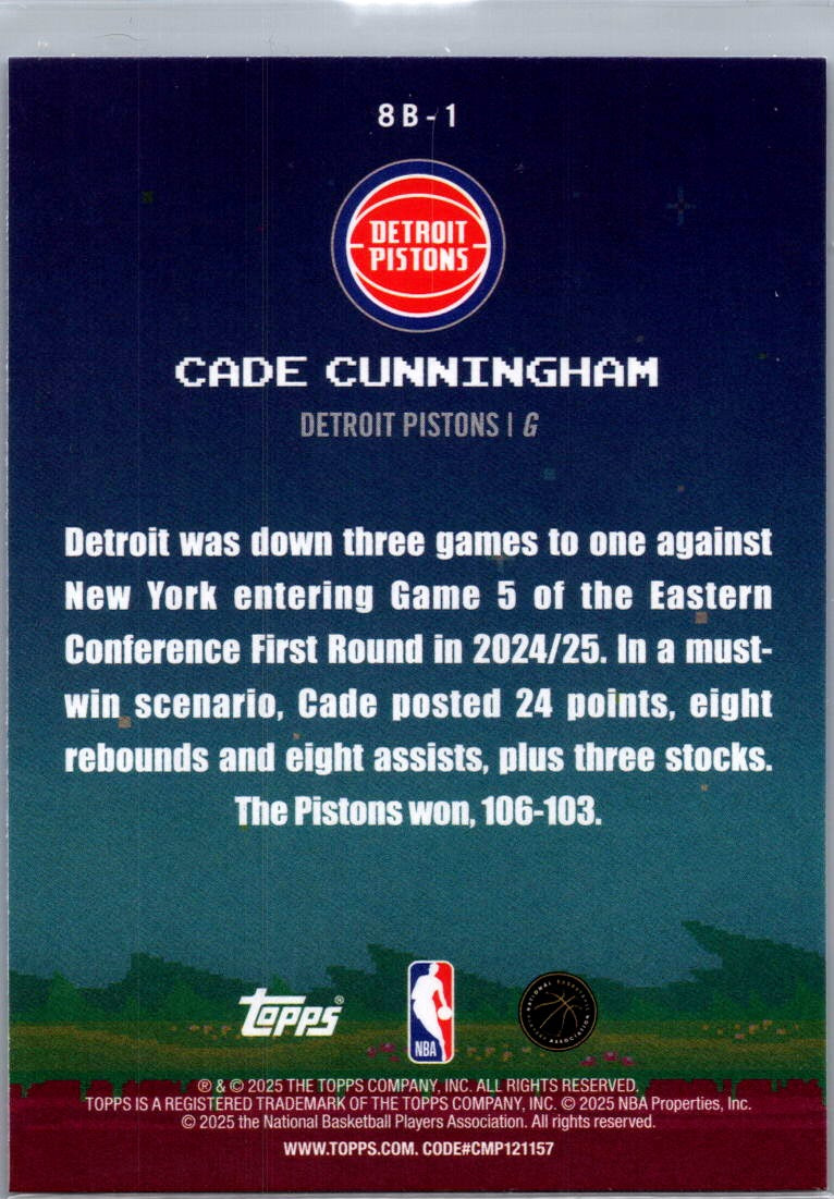 2025 Topps 8-Bit Ballers Cade Cunningham #8B-1