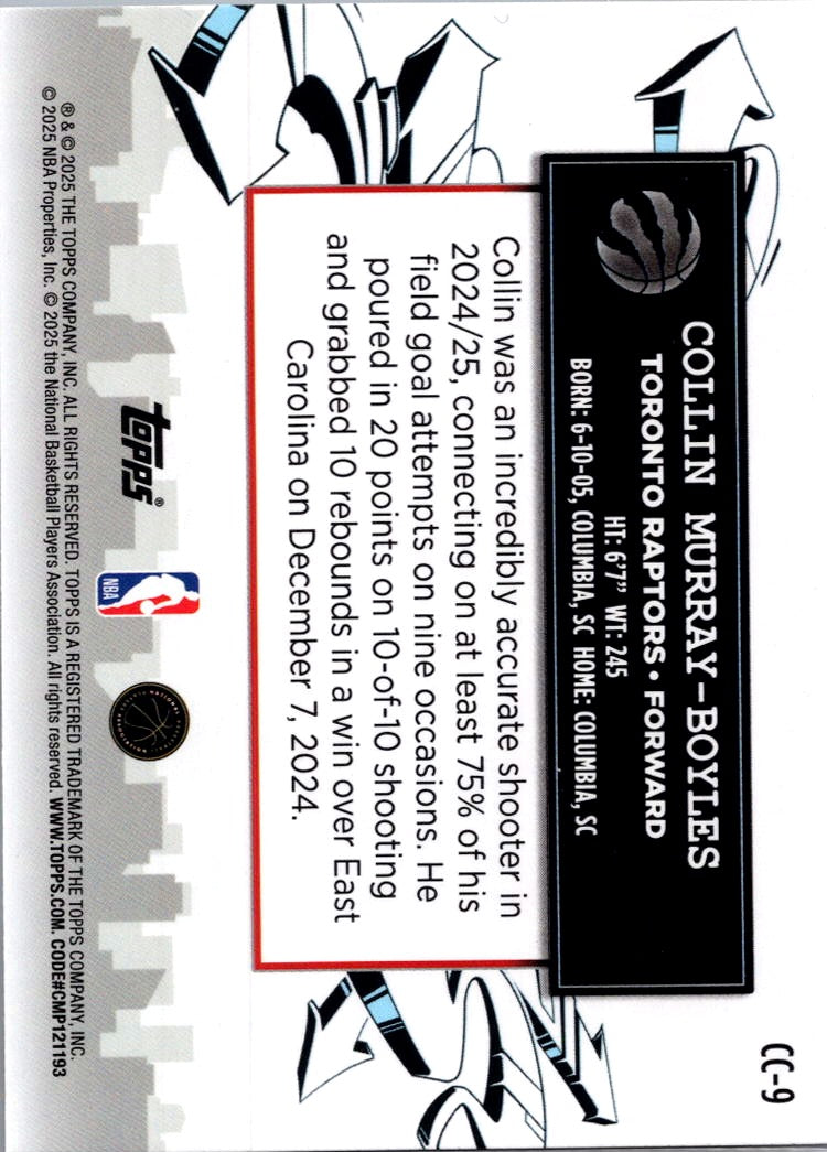 2025 Topps Clutch City Prospects Collin Murray-Boyles #CC-9 RC