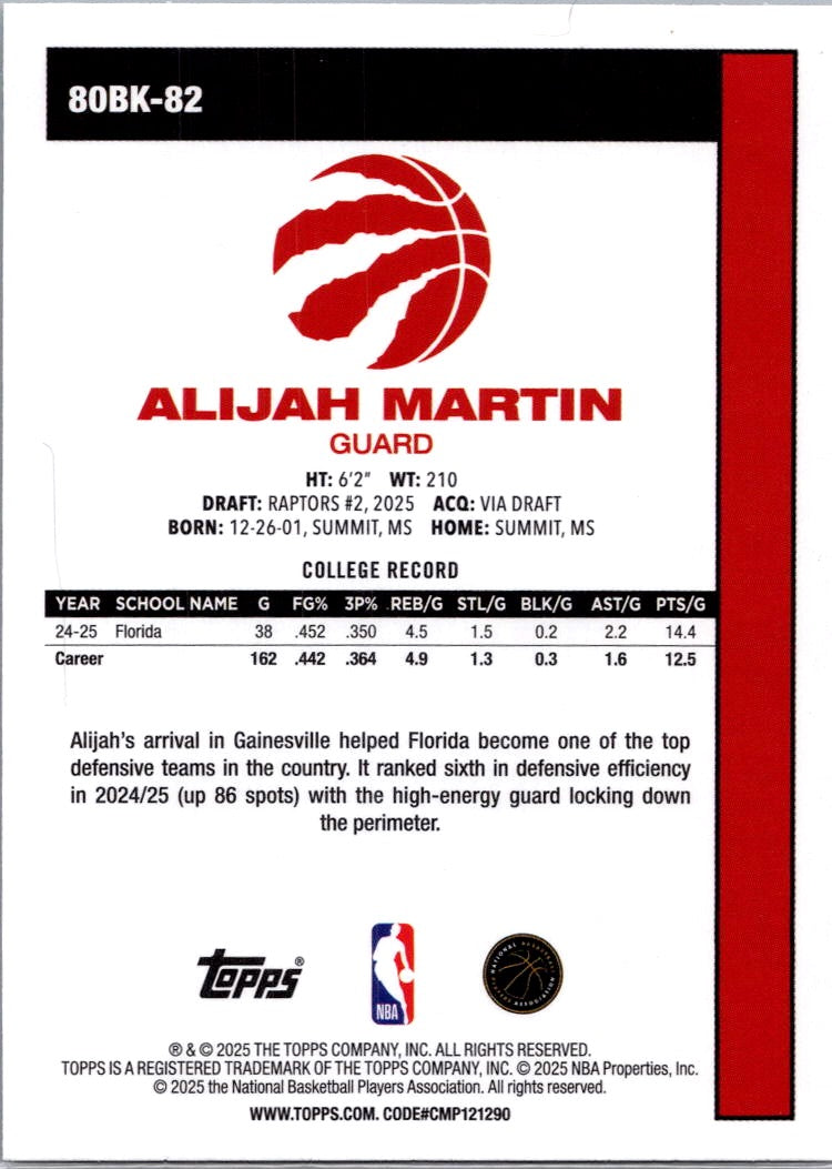 2025 Topps Alijah Martin #80BK-82 RC