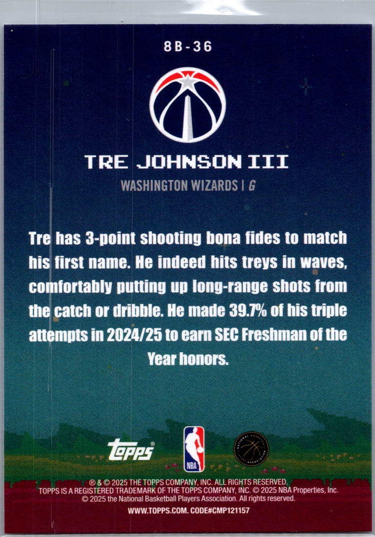 2025 Topps 8-Bit Ballers Tre Johnson III #8B-36 RC