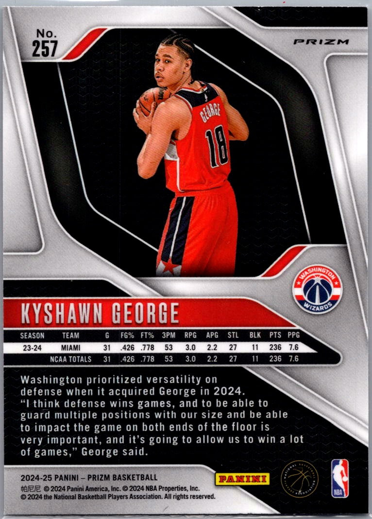 2024 Panini Prizm Kyshawn George #257 Red Ice RC