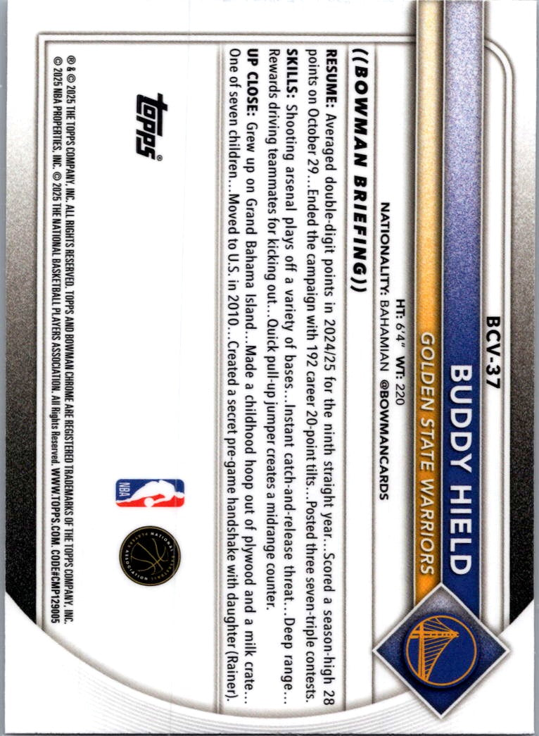 2025 Bowman Chrome Buddy Hield #BCV-37