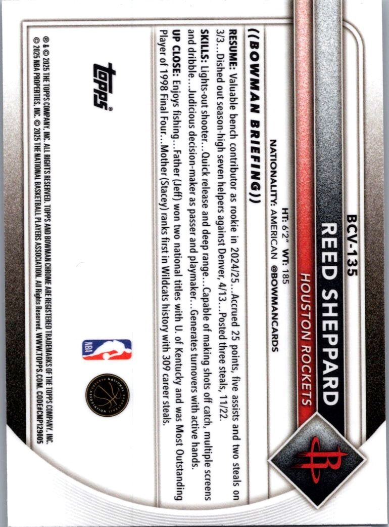 2025 Bowman Chrome Reed Sheppard #BCV-135