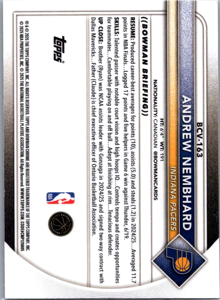 2025 Bowman Chrome Andrew Nembhard #BCV-163